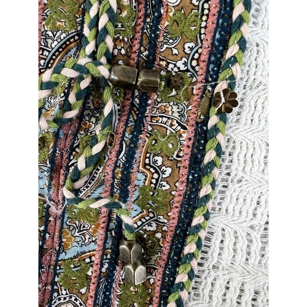 Free People Hooded Tunic‎ Crochet Textured Beach/Coastal/Cowgirl/Boho  Small